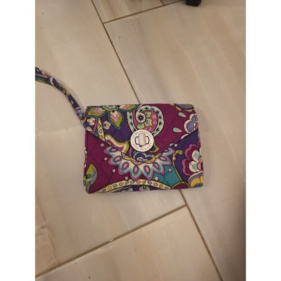VERA BRADLEY Heather Paisley Turn Lock Wallet Wristlet Purple Teal - Picture 1 of 16